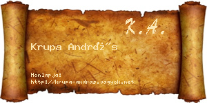 Krupa András névjegykártya